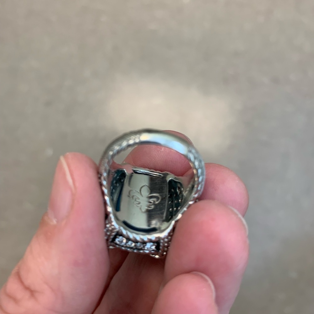Judith Ripka SS, CZ and turquoise Monaco ring -size 6.75 - Picture 15 of 16